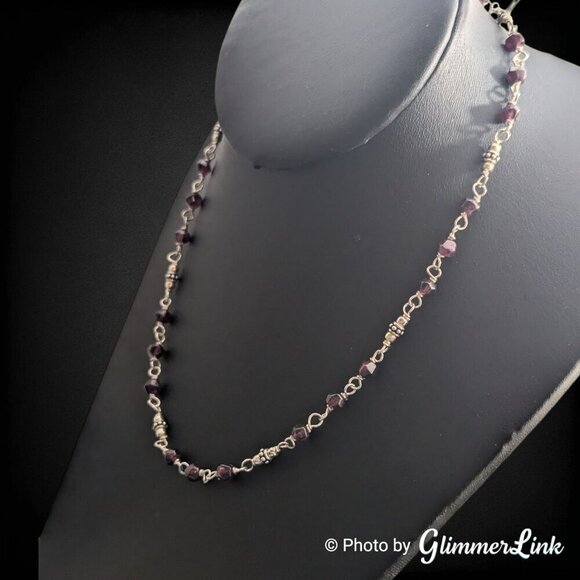 Silpada Garnet Sterling Silver Faceted Beaded Necklace - Picture 4 of 11